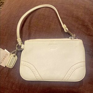 Coach White Leather Wristlet